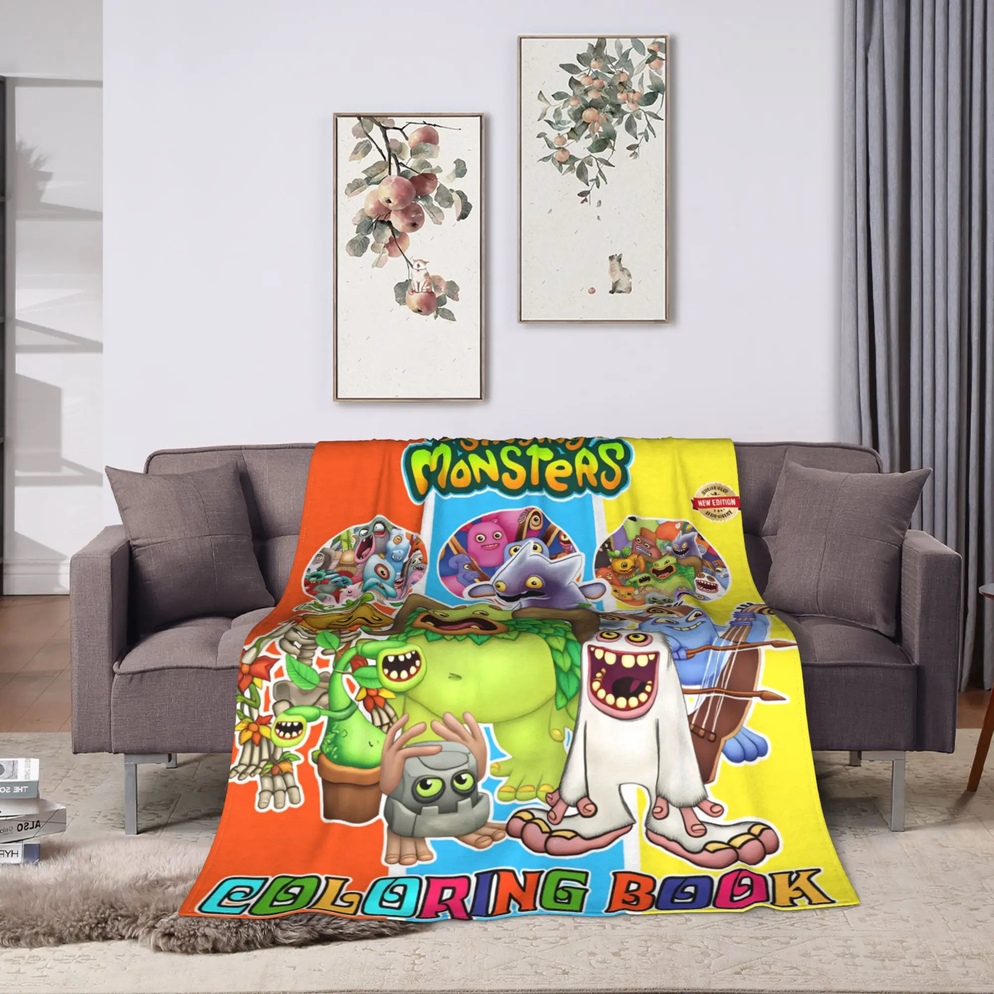 My Singing Monster Game Character Blanket  Warm Soft Plush Bedding Throws For Couch Chair Airplane Flannel Bedspread Bed Cover