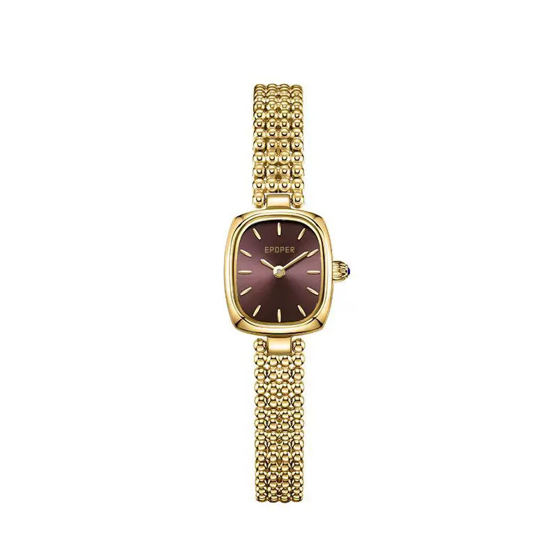 Reloj cuadrado pequeño Retro con cuentas para mujer, diseño de interés especial, esfera cuadrada pequeña, reloj exquisito impermeable que combina con todo