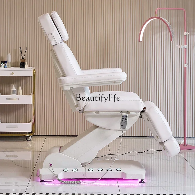 

02Высококачественная электрическая подъемная косметическая кровать с подогревом управления ногами, специальная автоматическая система салона красоты