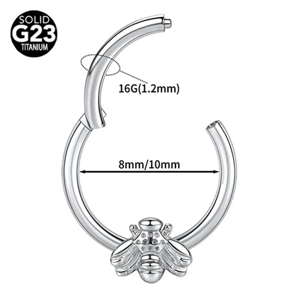 G23 Titanio Ape Setto Anello al naso Piercing Gioielli per il corpo 16G Segmento lunare Serpente Clicker Elica Orecchio Cartilagine Cuore Daith Hoop