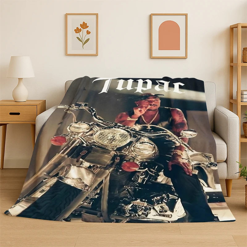 Rapper Eminem Tupac 14pac Hip Hop Rap God Flannel Blanket Soft Warm Throw Blanket for Bedroom Living Room Bed Travel Picnic