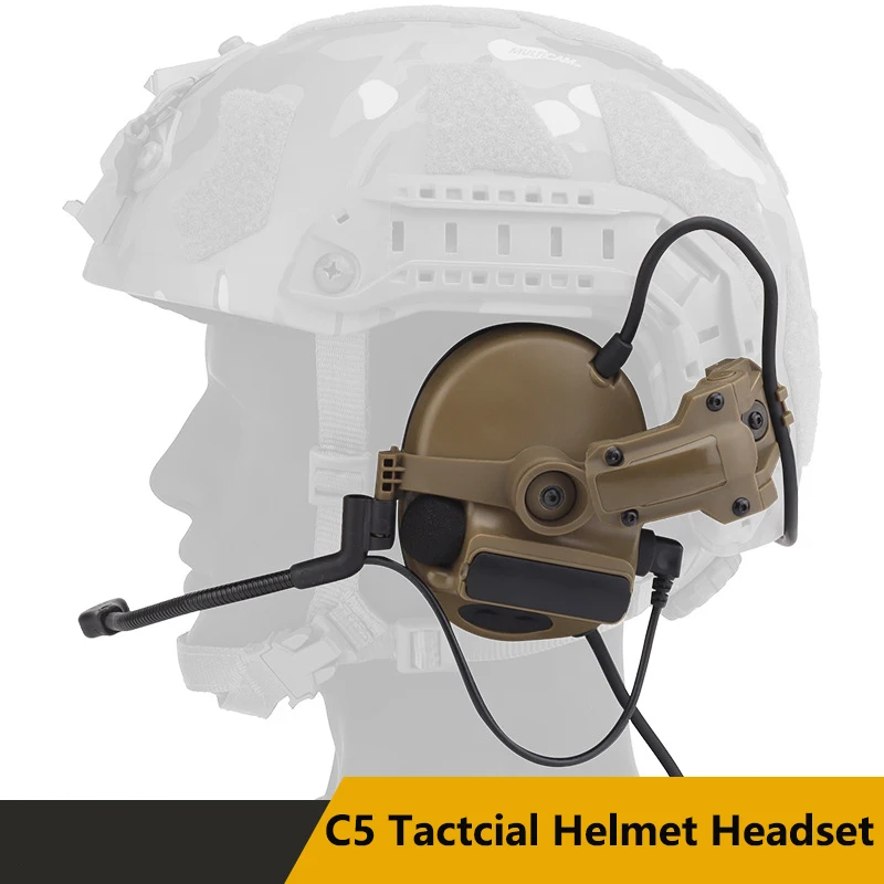 C5 Tactical Shooting Headset Helmet Wear Hunting Noise Cancelling Headphone Sound Pickup Ear Protection With Microphone