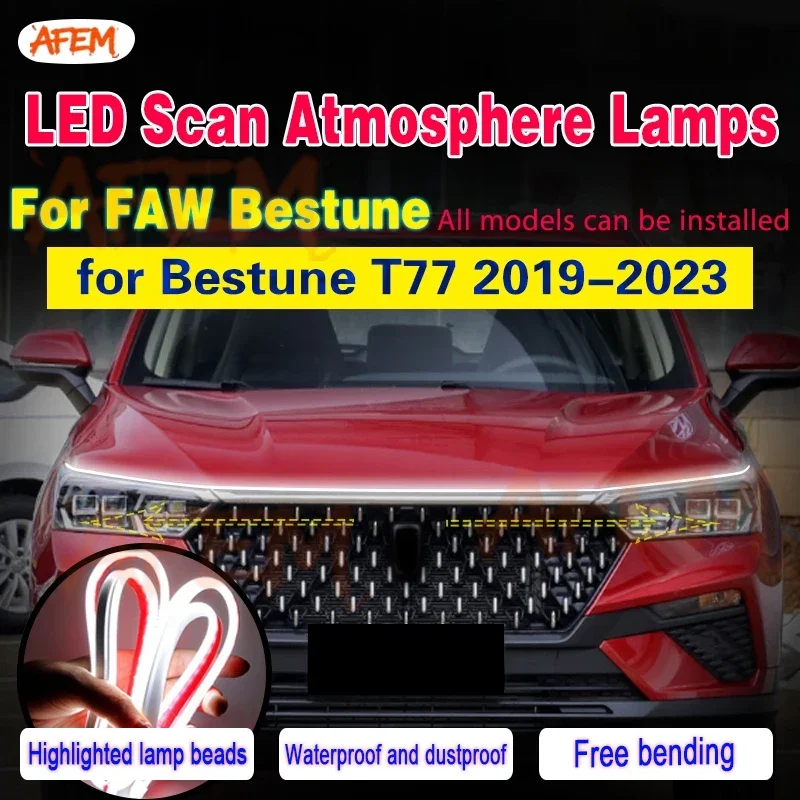 Start Scan LED Daytime Running Light 12V Hood Lamp Car Modification LED Waterproof DRL Universal For FAW Bestune T77 2019-2023
