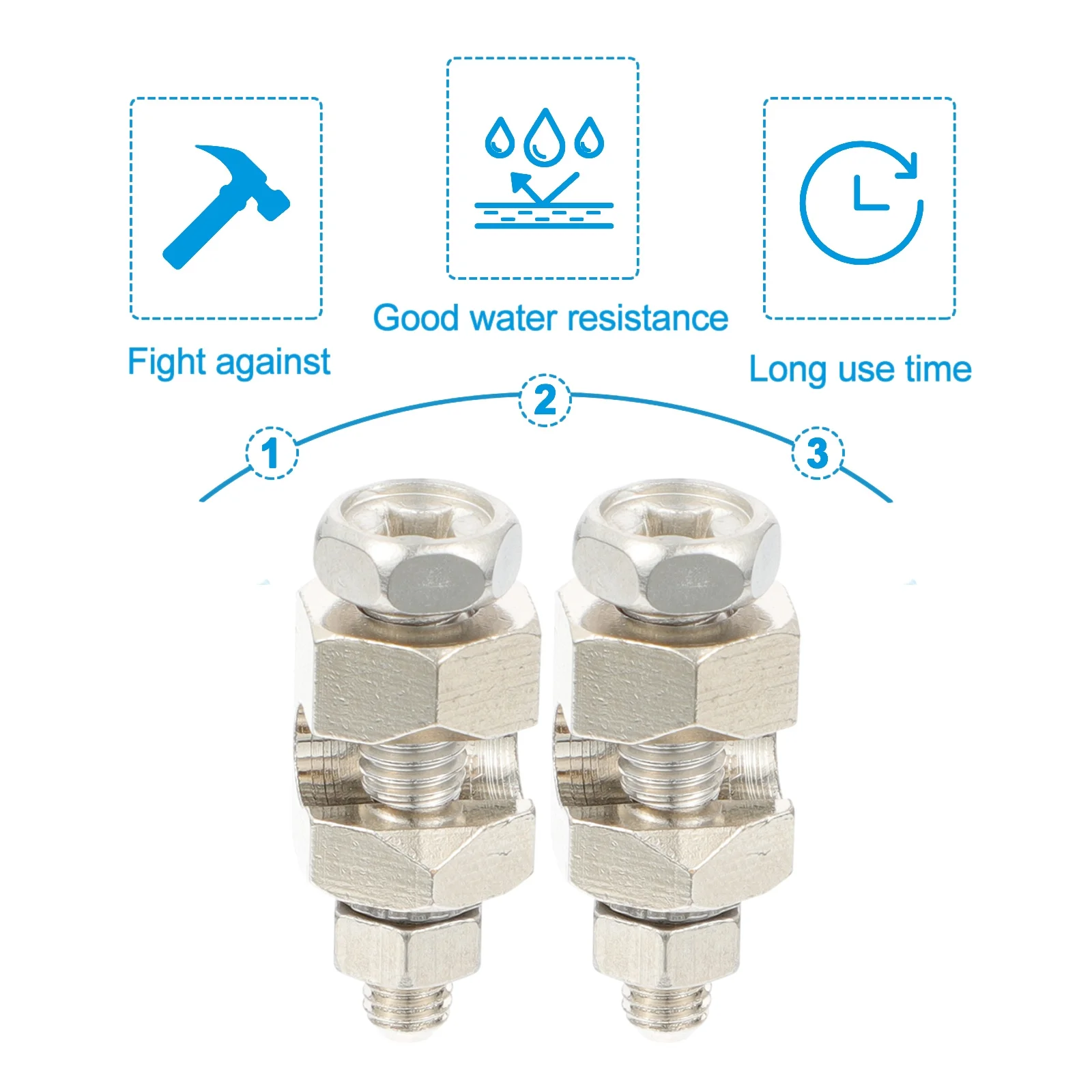 2 قطعة مشبك التأريض الشمسي مادة النحاس المدمجة المرنة الترباس على اقتران سهلة التركيب لوحة طاقة شمسية مشبك كابلات
