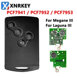 XNRKEY 4B Keyless Go inteligentny klucz zdalny PCF7941/PCF7952/PCF7953 Chip 433Mhz dla Renault Megane 3 Laguna 3 Clio Scenic 2009-2015