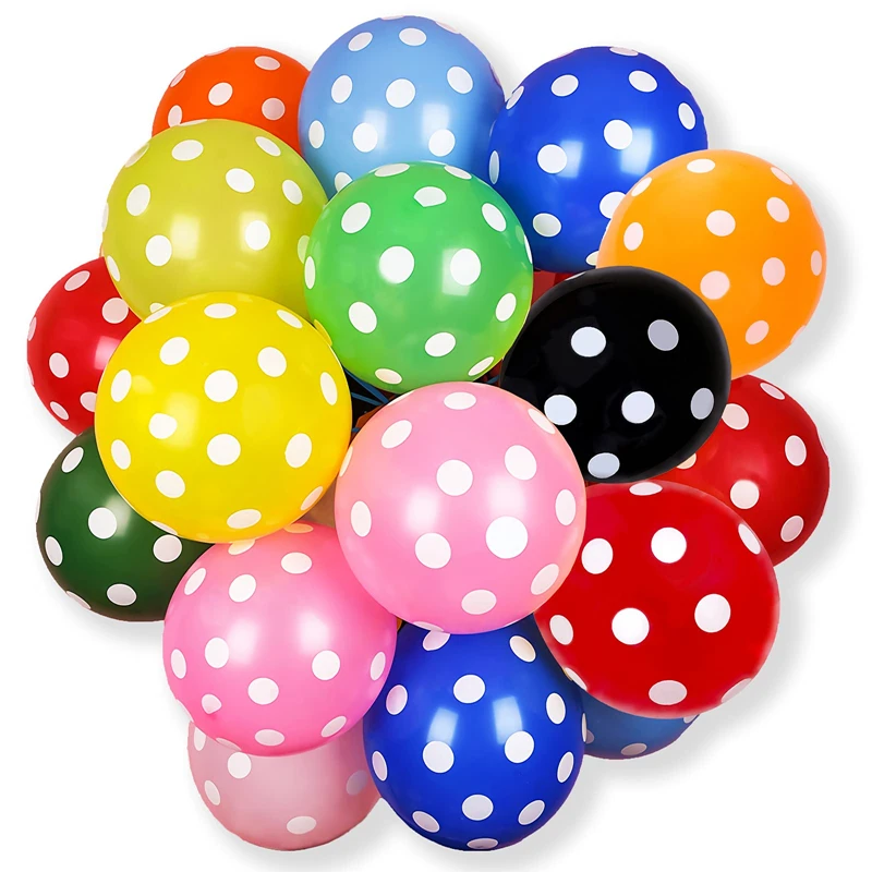 100 Pcs 12 Inches MultiColor Polka Dot Latex Balloons for Birthday Festival Wedding Anniversary Christmas Baby Shower Decoration