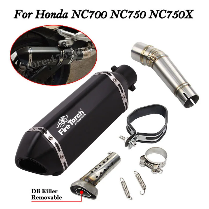 For Honda NC NC700 NC700S NC700X NC750 NC750X Motorcycle Exhaust Modified DB Killer Escape Moto Muffler Middle Link Pipe Slip on