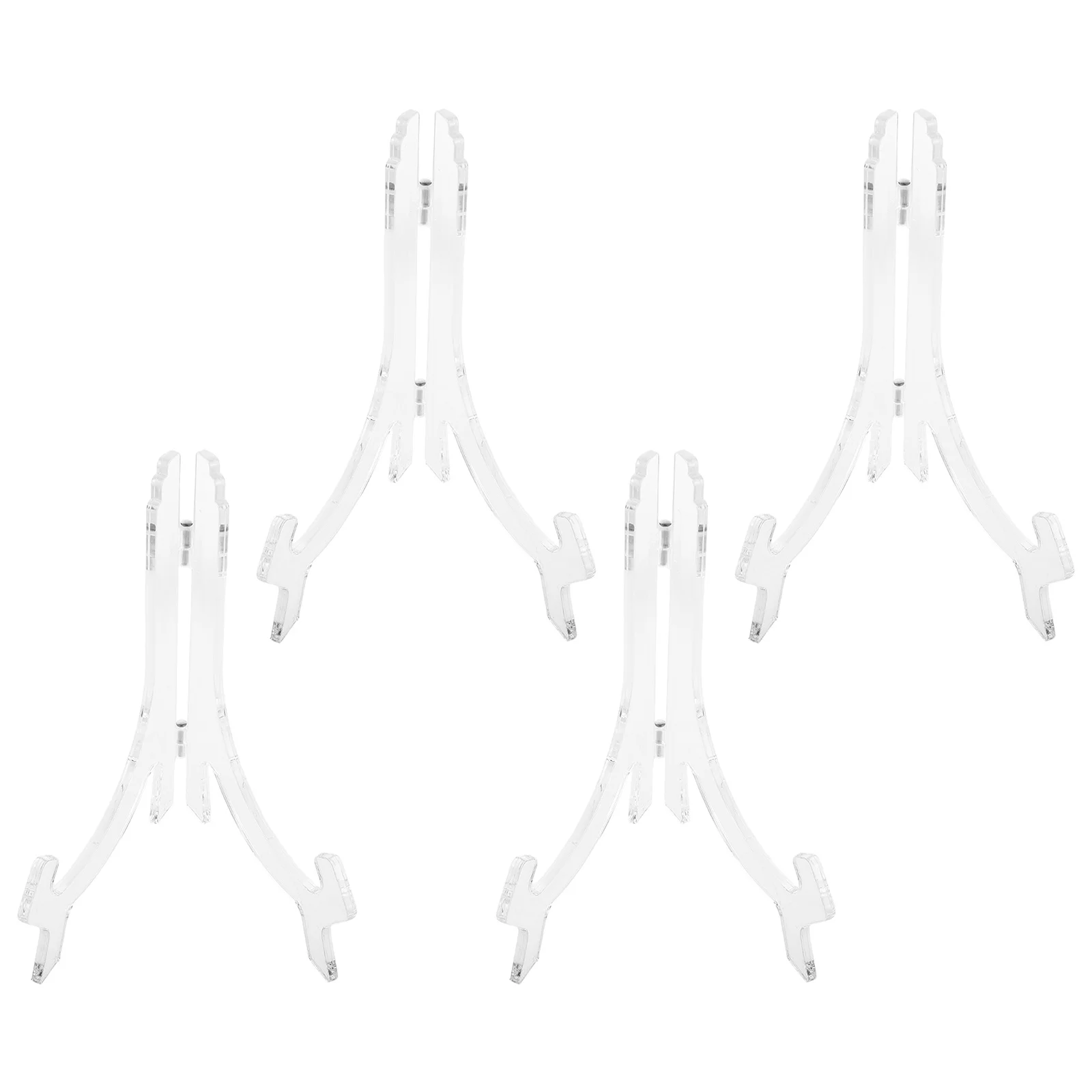 

4pcs Transparent Display Stand Clear Plate Holder Rack For Weddings Home Decor Art Easel Tabletop Picture Frame Dish Display