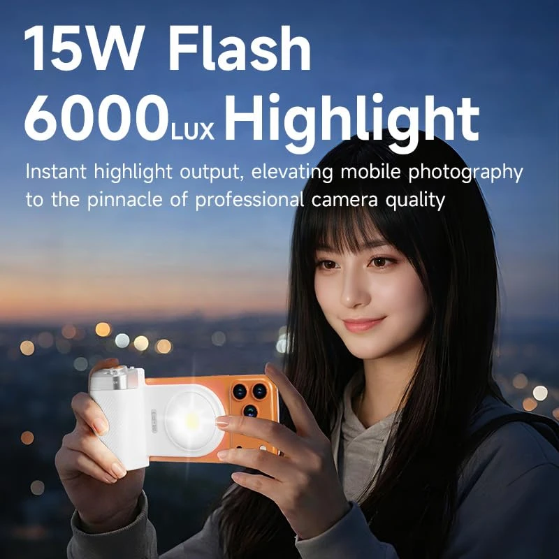 

Magnetic Selfie Light for MagSafe iPhone Stepless Dimming LED Ring Fill Light Bluetooth Handle for Vlog Live Streaming TikTok