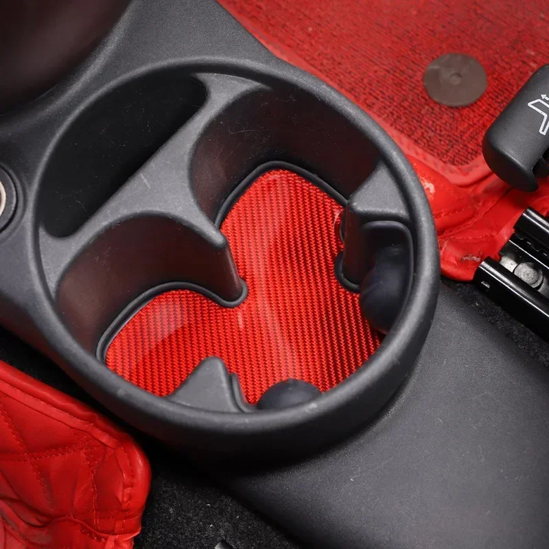 1PCS Soft Carbon Center Control Cup Holder Slot Mat Sticker Styling Trim Kit Protection Pad Accessories For Fiat 500 2011-2019