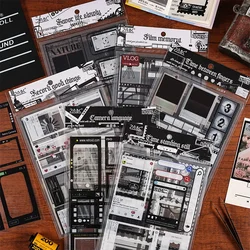 Journamm 6pcs/pack Ins Film Style PET Stickers Frame Collage Decor Junk Journal DIY Scrapbooking Vintage Materials Stickers