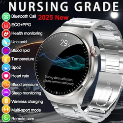 2025 New Micro Physical Examination Blood Lipids Uric Acid Blood oxygen Smart Watch Men ECG+PPG Clock Bluetooth call Smart watch