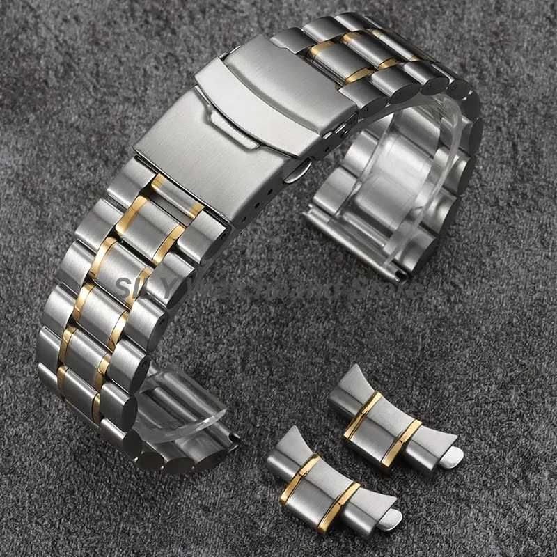 Image of Arc/Gerade End Straps Universal Solide Edelstahl Armband 18/20mm 22mm 24mm Ersatz Armband für Männer Frauen Armband