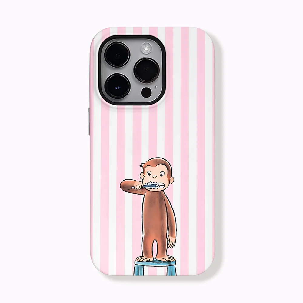 Nueva bonita funda de teléfono Georges c-curious para IPhone 17 16e 16 15 14 13 12 11 XS XR Air Pro Max Plus, funda trasera de lujo de doble capa