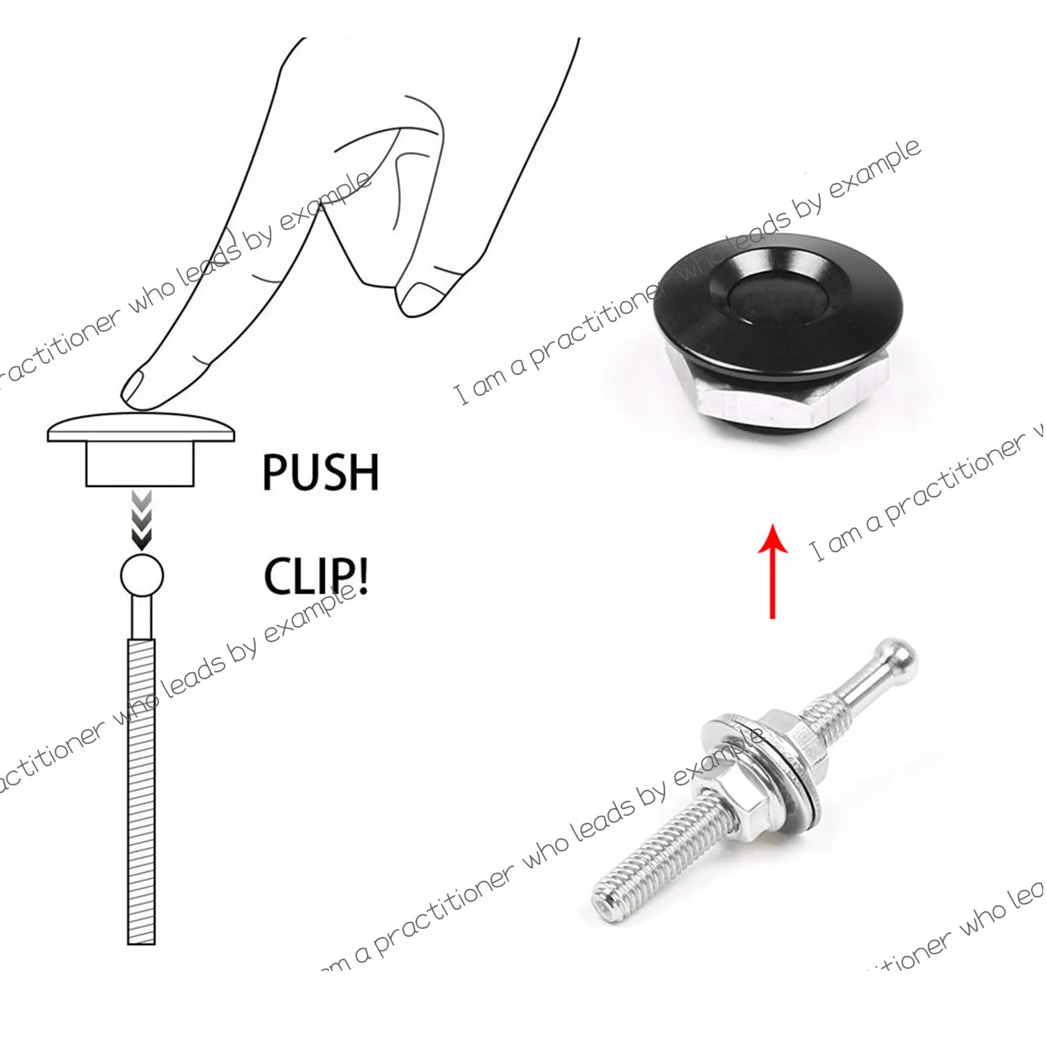 2pcs Universal Black Push Button Quick Release Hood Pins Bonnet Lock Clip Latch Bumper Car Accessories Interior Replacement Part