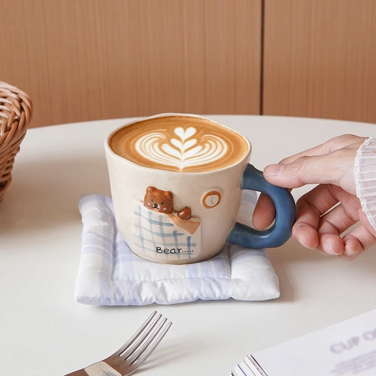 1Pc Cute Sleeping Bear Ceramic Mug, Handmade Hand-Painted Coffee Cup, Exquisite and Aesthetically Pleasing Household Ceramic Cup