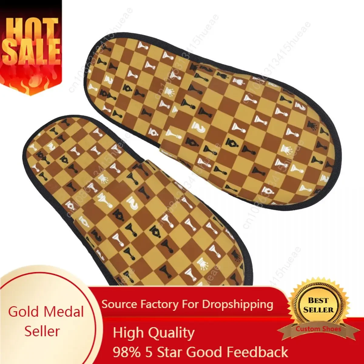 Chess Board House Slippers Women Cozy Memory Foam Chessboard Game Player Slip On Spa Slipper Shoes