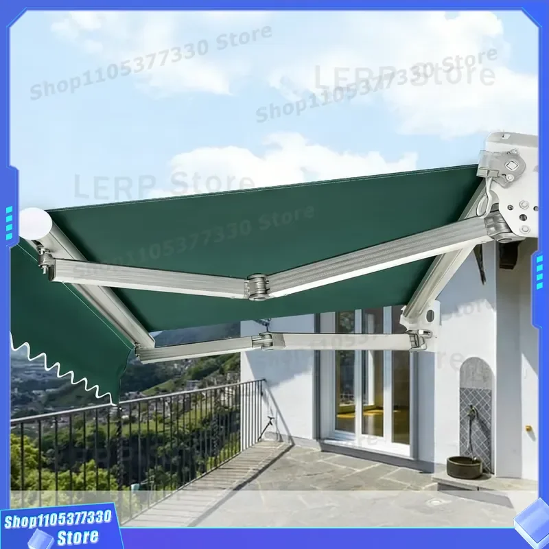 Aluminum Alloy Telescopic Awning Remote Control Folding Arm Rainproof UV Protection Sunshade for Cafe Window Balcony Outdoor