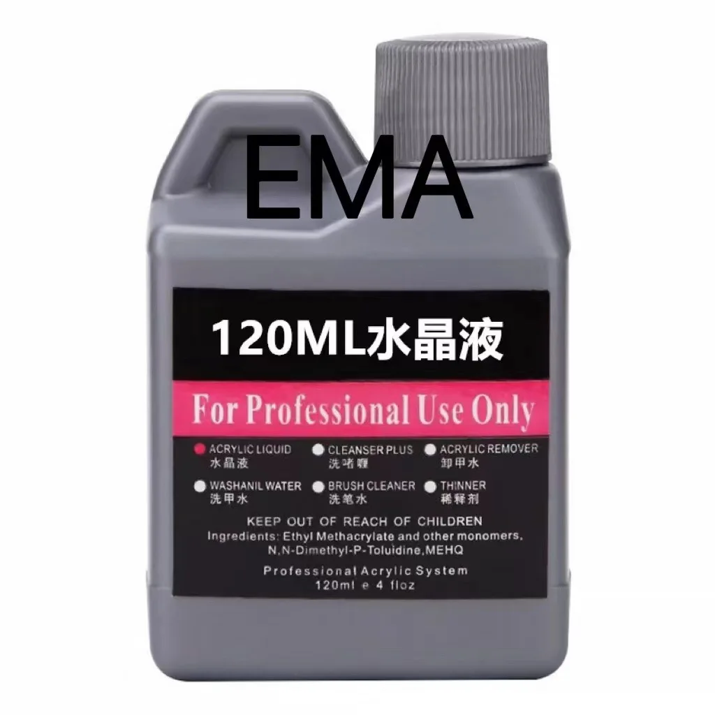 120ML/Bottle EMA Nail Art Acrylic Crystal Liquid Professional Carving Extension Dipping Monomer Liquid Manicure Acrylic Powder #