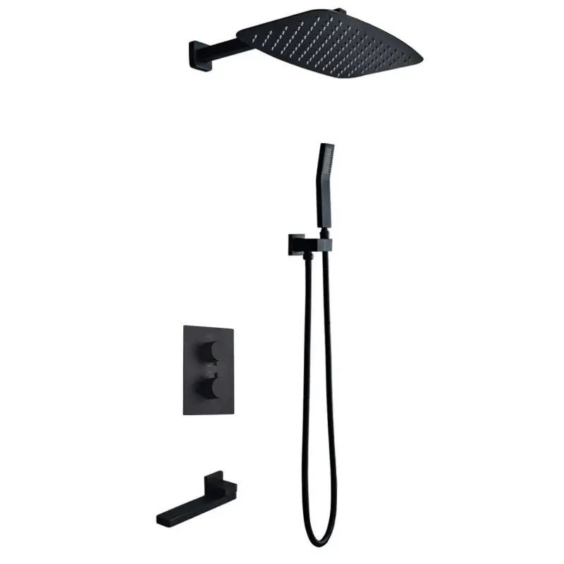 Bathroom Deluxe Rainwater Mixer 12-inch Shower Head with Handheld Shower Thermostat Shower System