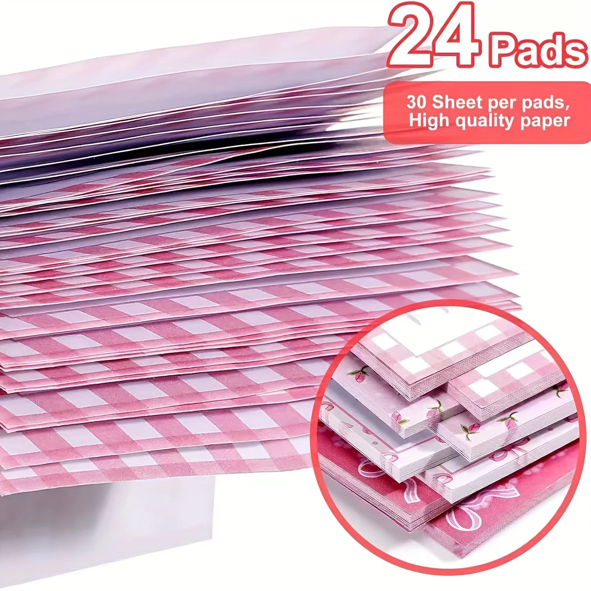 4 шт. липкий блокнот с розовым бантом, милый цветочный дизайн и сердце, очаровательные липкие блокноты для женщин, школьные канцелярские товары, подарок на вечеринку