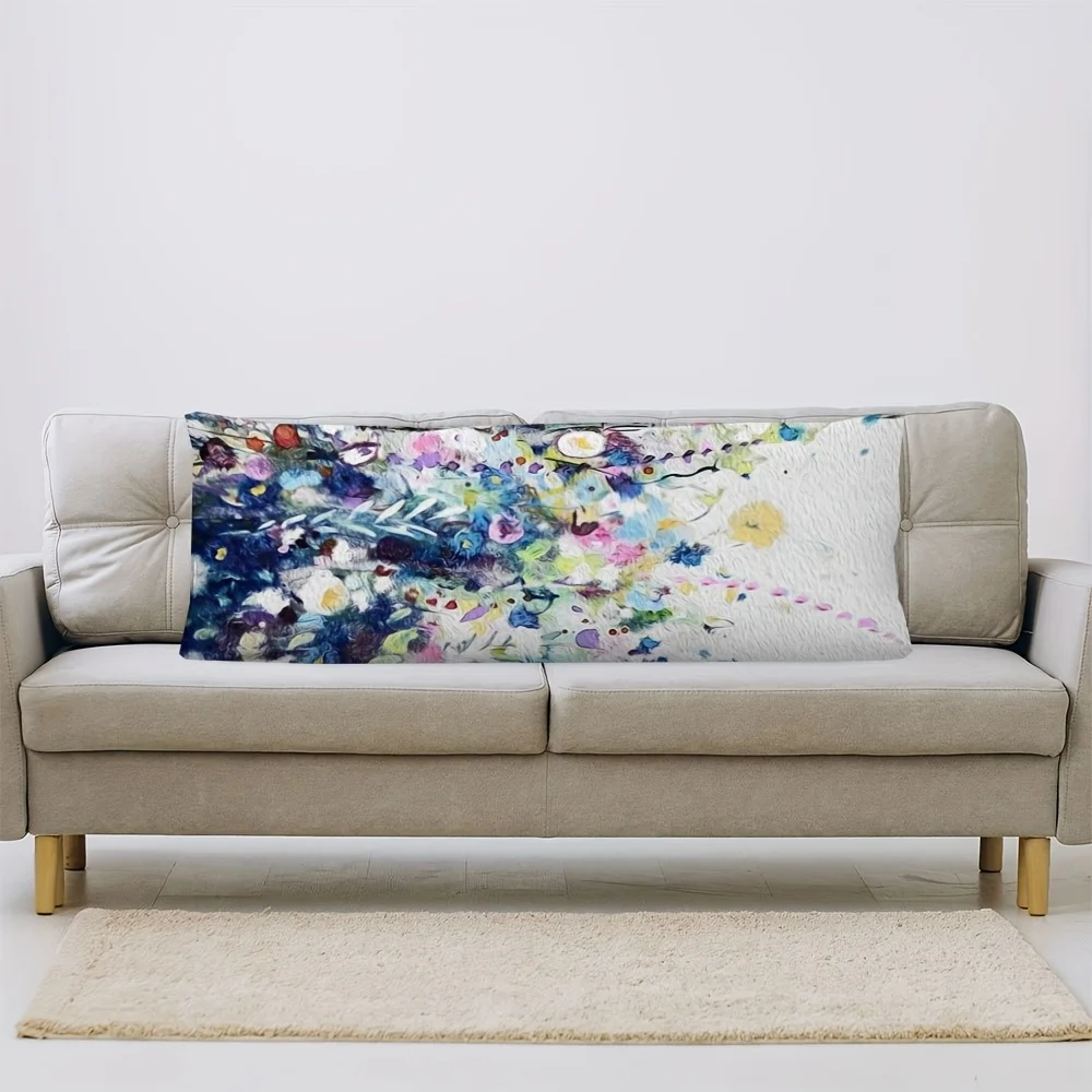 Ultra-soft Blue Floral and Meadow Body Pillowcase, 50.8x137.16 cm - Breathable and Comfortable, Suitable for Side Sleepers, Back