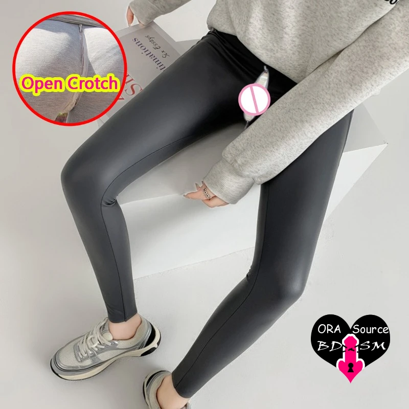 النساء مفتوحة المنشعب السراويل طماق اليوغا سحابات غير مرئية عالية الخصر بولي الصوف السراويل اللياقة البدنية موضة مطاطا Crotchless كلوبوير