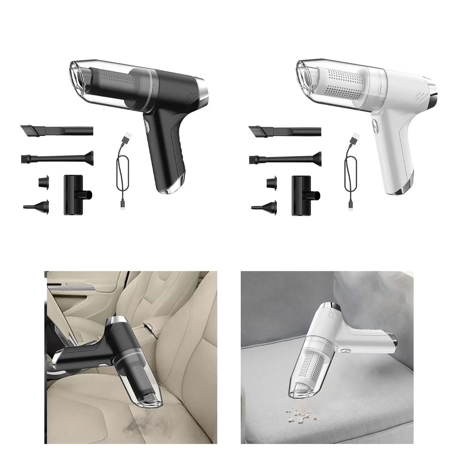 Mini duster auto Accessories with 4 Nozzles Rechargeable Portable Vacuum Cleaner