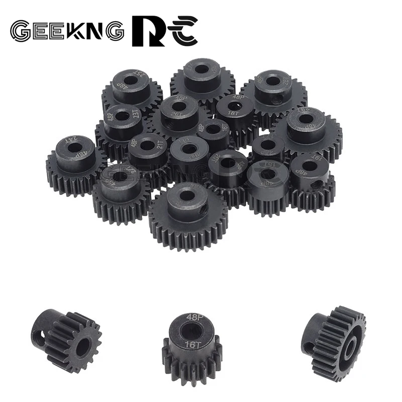 

48P 3.175mm 16T 17T 18T 19T 20T 22T 24T 25T 26T 27 Black Steel Metal Pinion Motor Gear 1/10 AXIAL SCX10 RC Model Car Motor Parts