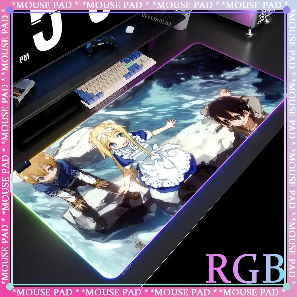 Sword Art Online LED gaming mouse pad Desktop protection pad Mouse 1000x500x4mm Office accessories Pad RGB mouse pad