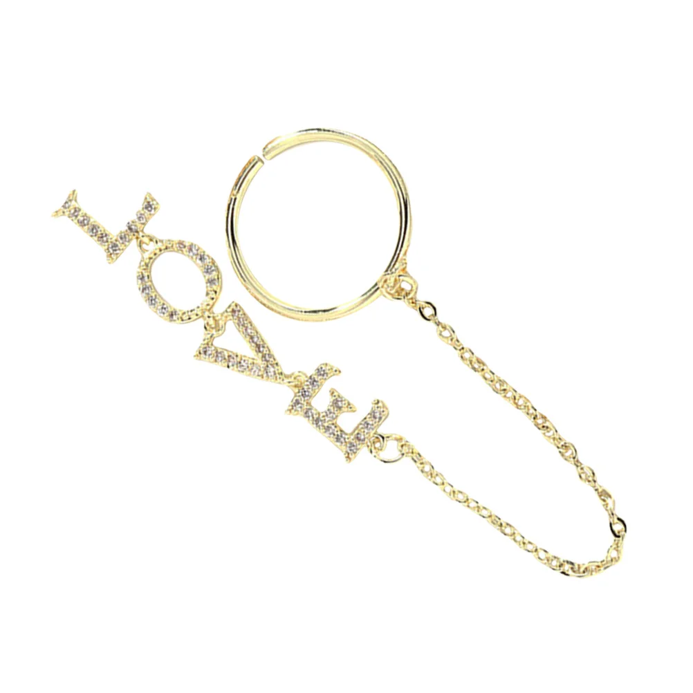 Nail Art Chain Love Ring Nail Charms Zircon Bright Luster Natural Artificial Nails Manicure Jewelry Decoration Festival Party