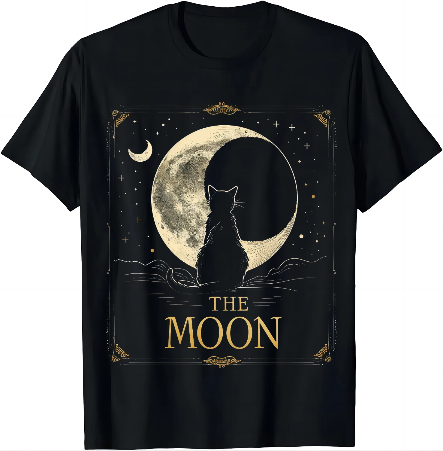 Tarot Card Crescent Moon Black - Mens Fashion Black Shirt ulasan dan harga