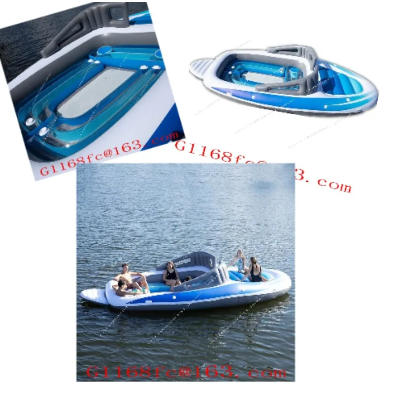 Aufblasbares Yacht-Wasserboot für Outdoor-Partys, 6-Personen-Inselboot, Leder-Raftingboot, Aufblasbares Kanu