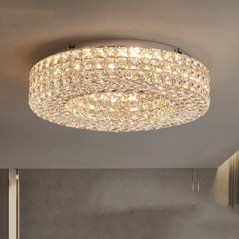 Imagem -02 - Crystal Clear Led Teto Lustre Pós-moderno Ouro Sala Quarto Home Decor Lâmpadas