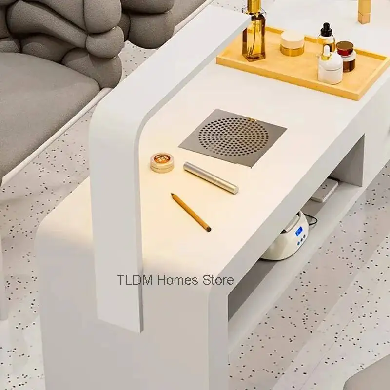 Table Glamour Cream With Lamp French Design European Nail Nail Table Storage Simple Mesa De Manicurista Beauty Salon Furniture