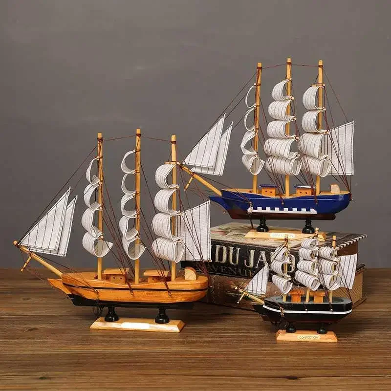 Pirates of The Caribbean with LED Lights Smooth Sailing Boat Model Wooden Sailing Model Home Desktop Decoration