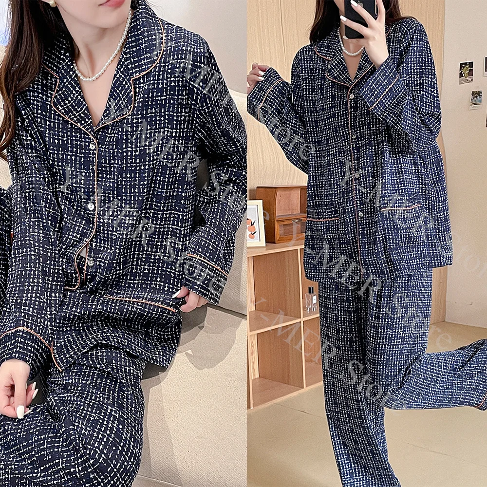 Satin Home Suit Women Summer Spring Pajamas Long Sleeve Shirt&pants Nightwear Lady Loose Nightwear Luxury Ice Silk Pyjamas