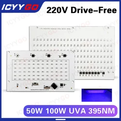 High Power 50W 100W UV 395nm SMD 2835 Purple LED Chip Light Board PCB Board Light Set Bare Board Light Source Panel