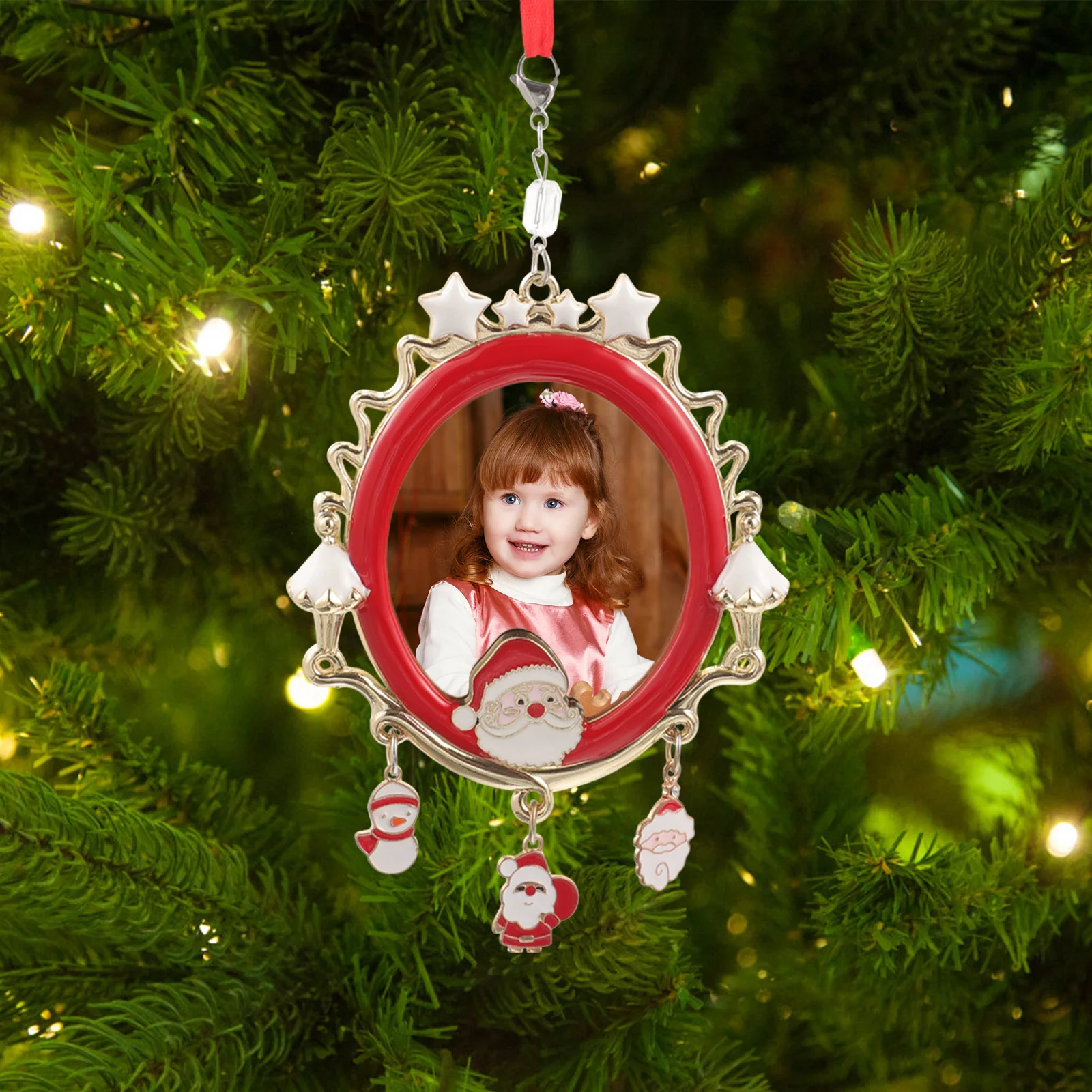 

Metal Christmas Hanging Decoration Photo Frame Ornaments Unfinished Pendant Tree Decorations