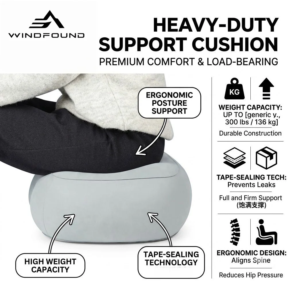 Portable Press-to-Inflate Air Cushion Waterproof Stadium Seat Foldable Travel Stool Breathable Leg Pad Muscle Relaxation