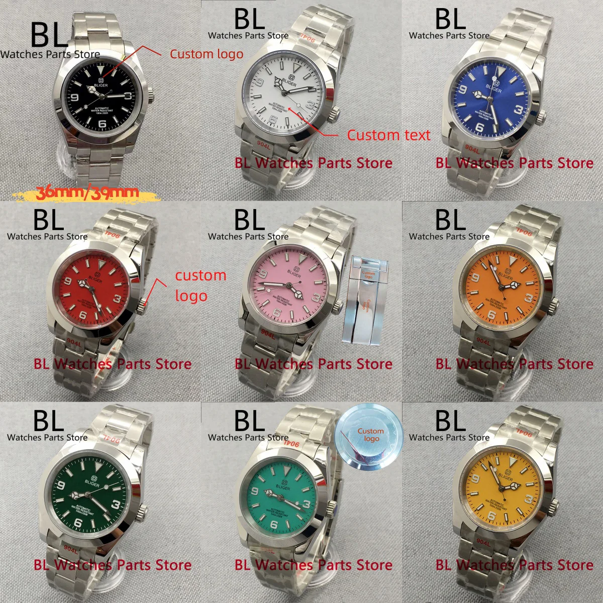 

BLIGER 36mm39mm Custom Logo Watch NH35 Movement Mechanical Wristwatches 10BARS Stainless Steel Sapphire Glass Relogio Masculino