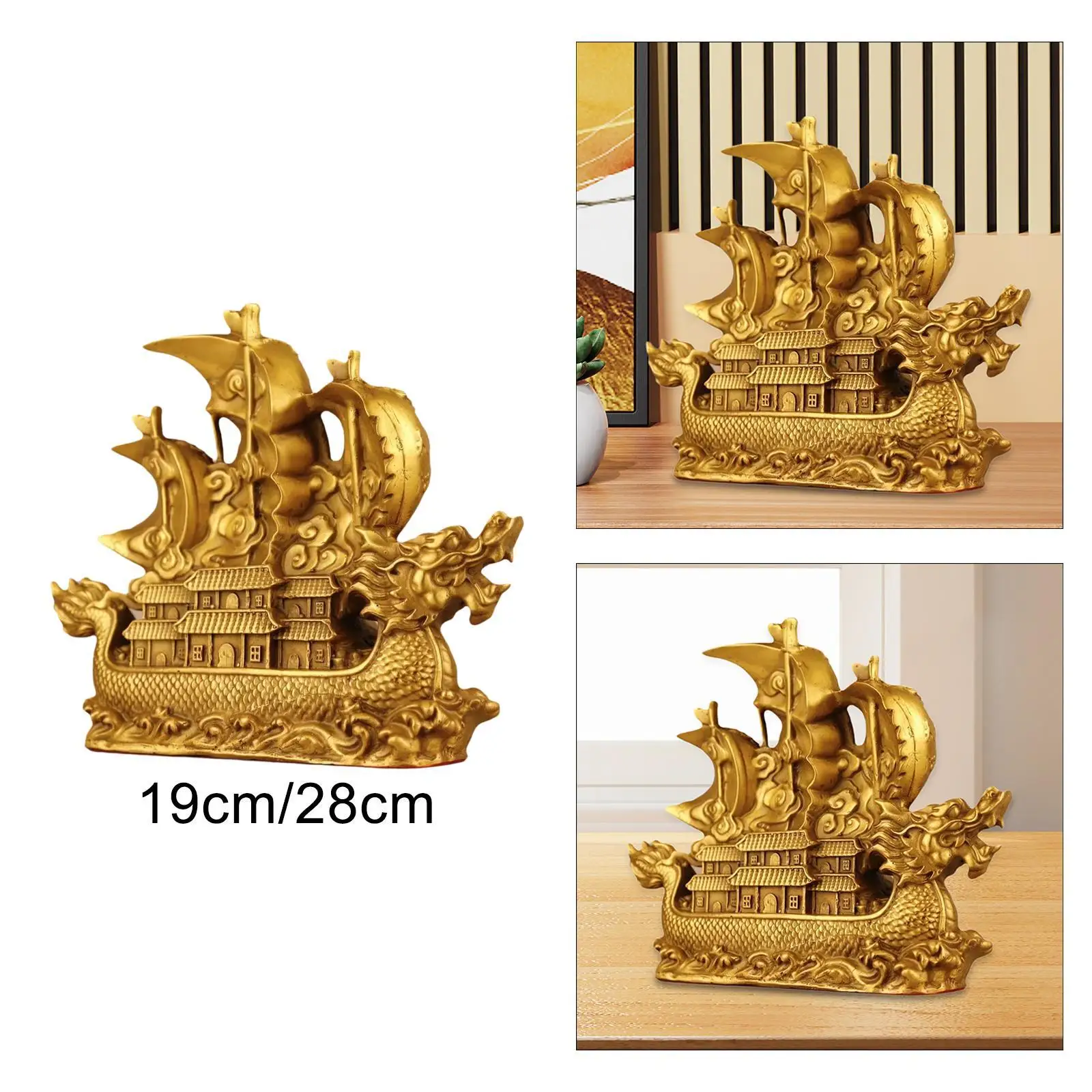 

Sailing Boat Decor Brass Decorative Collectible Housewarming Gift Figurine for Fireplace Restaurant Table Living Room Hallway