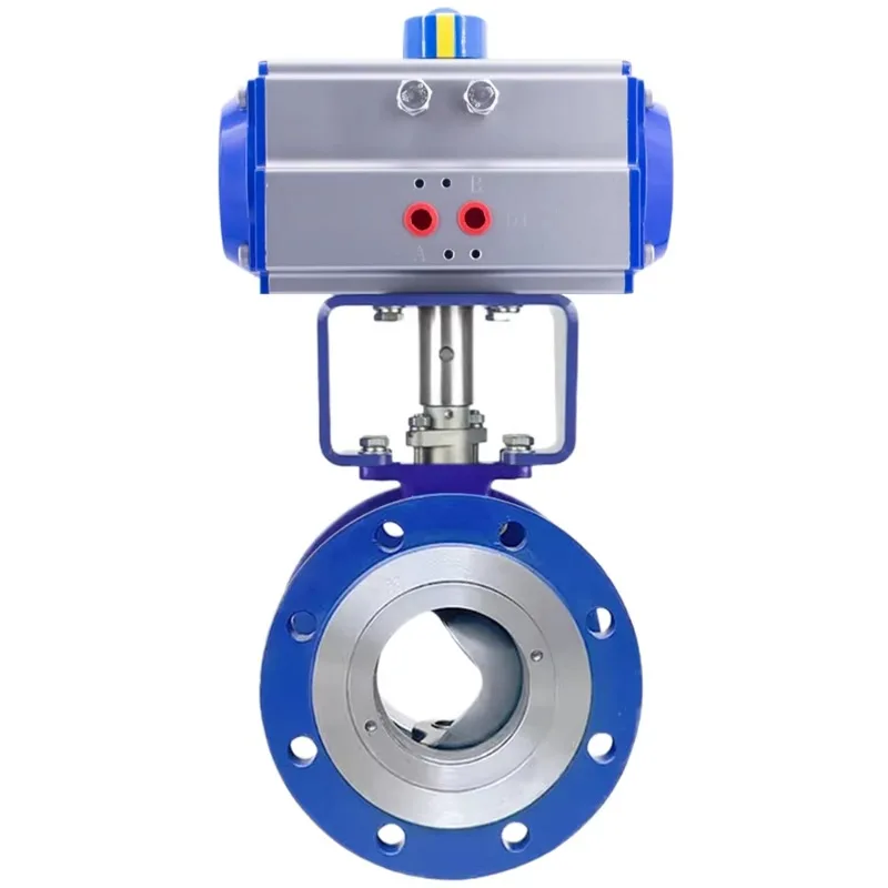 

DN80 304 2 Way Pneumatic Actuated Casting Steel WCB Flange V Type Segment Double Acting Pneumatic Ball Valve