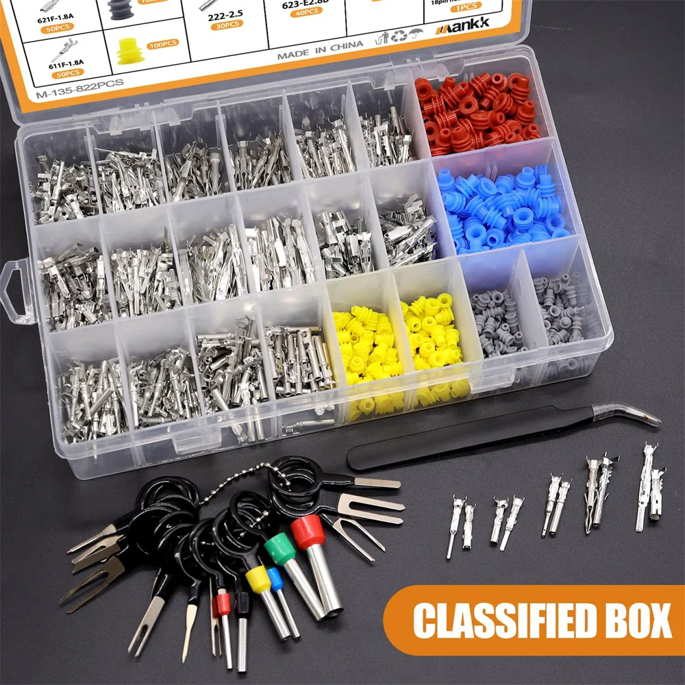 

Комплект разъемов для клеммных контактов электрического провода автомобиля, штифты автоматического электрического разъема «папа-мама» 1/1,5/1,8/2,2/2,8 мм, неизолированная вилка