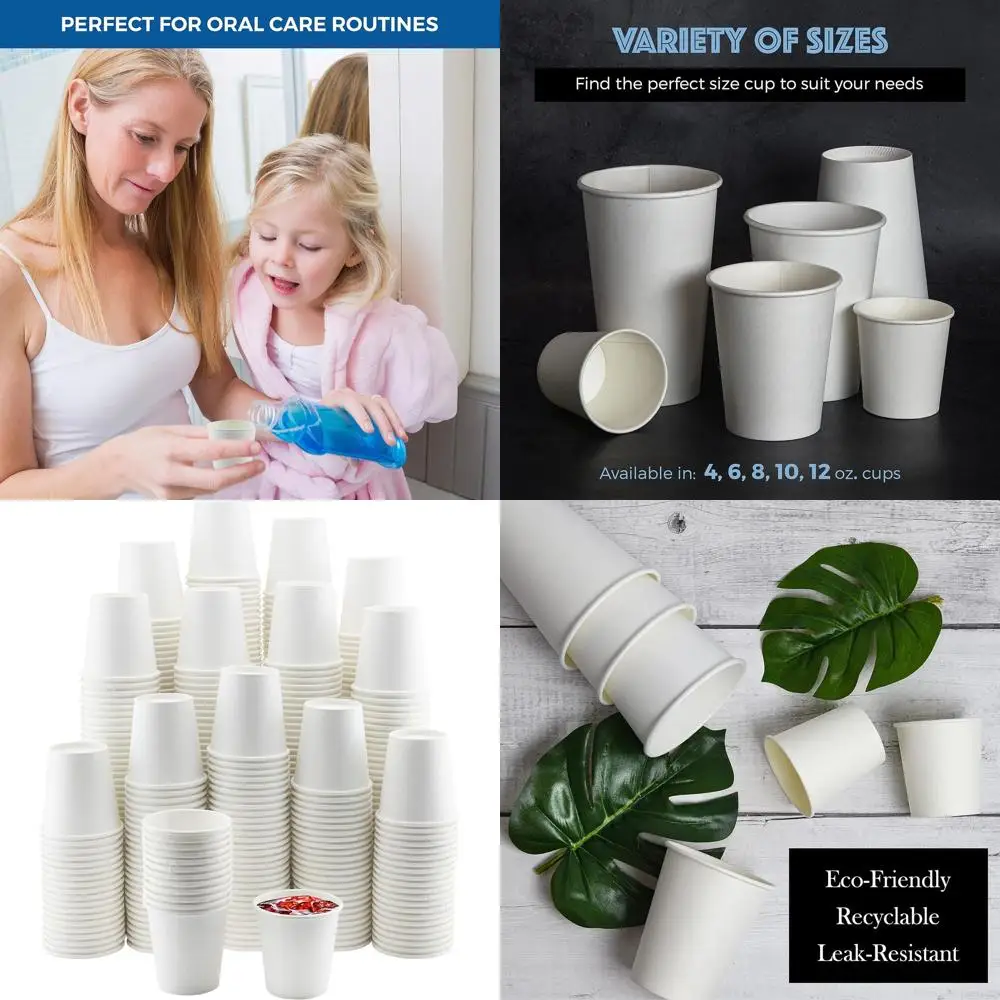 

1000 одноразовых белых бумажных стаканчиков на 4 унции — идеально подходят для кофе, чая, сока и воды, идеально подходят для вечеринок и охладителей с водой