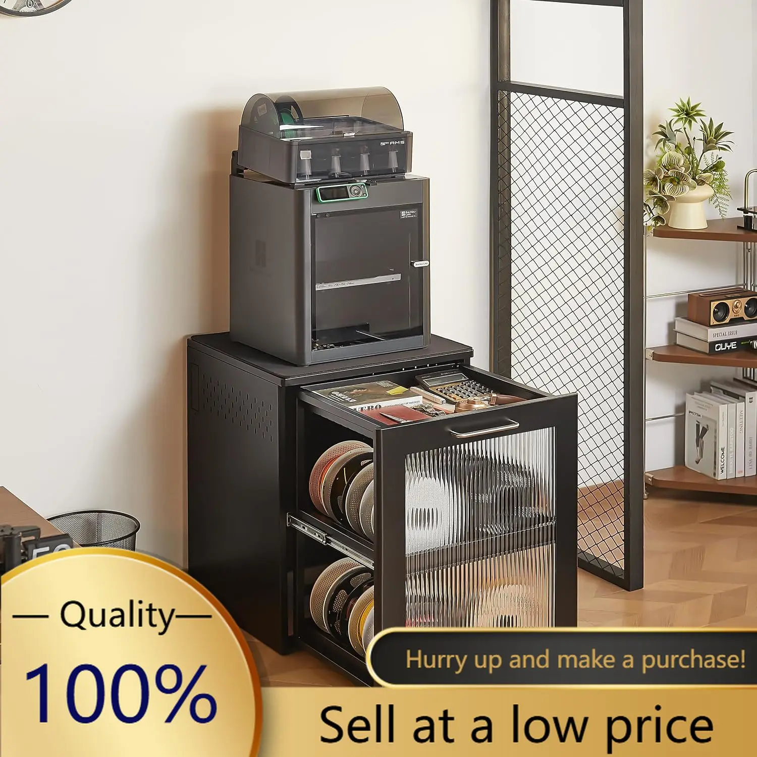 3D Printer Stand with Storage Cabinet, Drawer & Power Strip