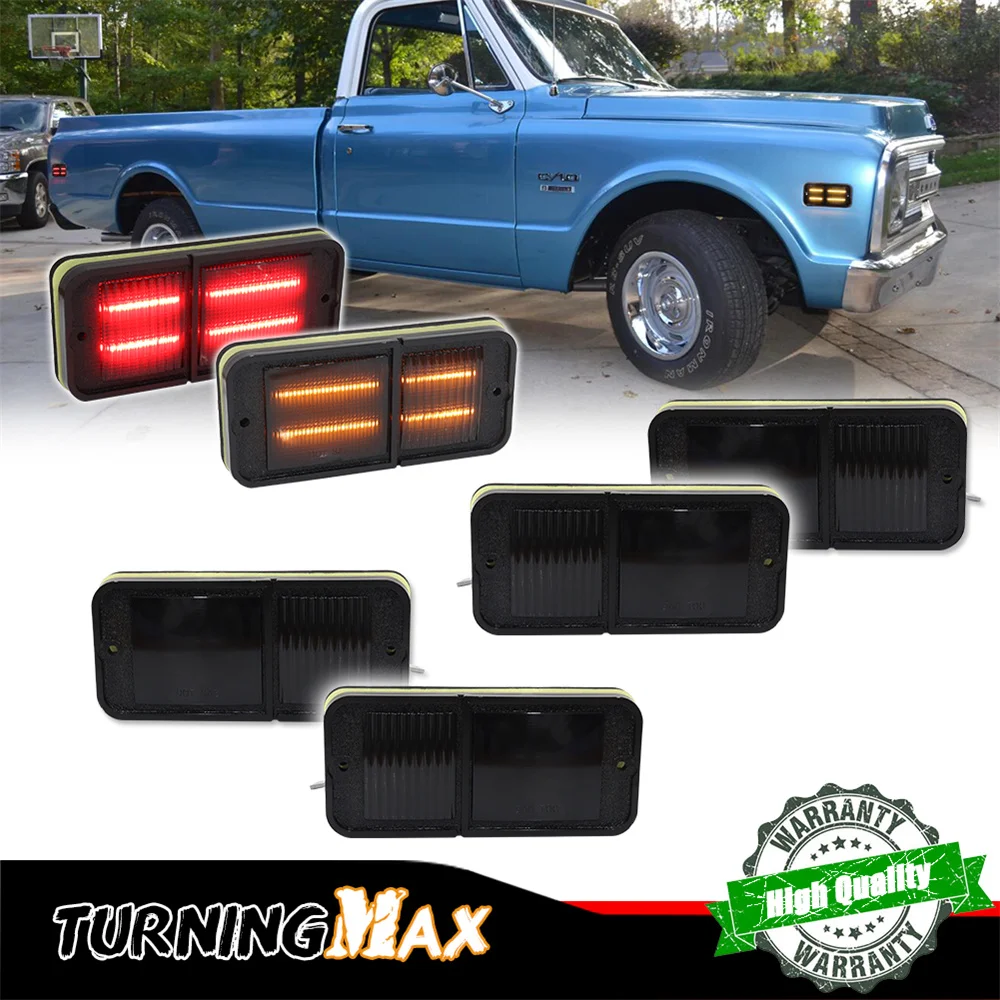 For Chevrolet & GMC C/K Trucks & Suburban 1968-1972 Car LED  Front / Rear Fender Side Marker Turn Signal Lights  Parking Lights