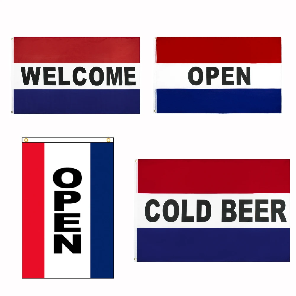 90X150CM OPEN WELCOME COLD BEER Business Flag For Decoration