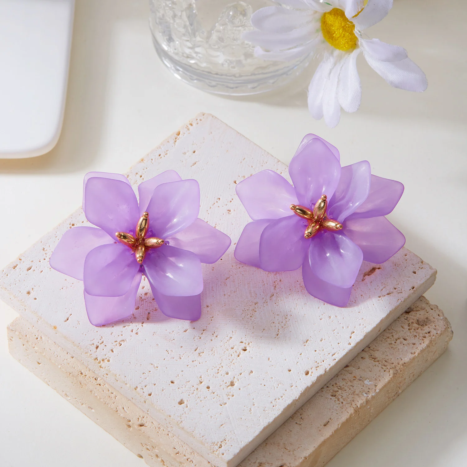 Übertriebene weiße Blumen-Ohrringe für Frauen, trendige Böhmen, bunte Blumen-Ohrstecker, Vintage-Schmuck, Hochzeits-Party-Geschenke – Detail 24