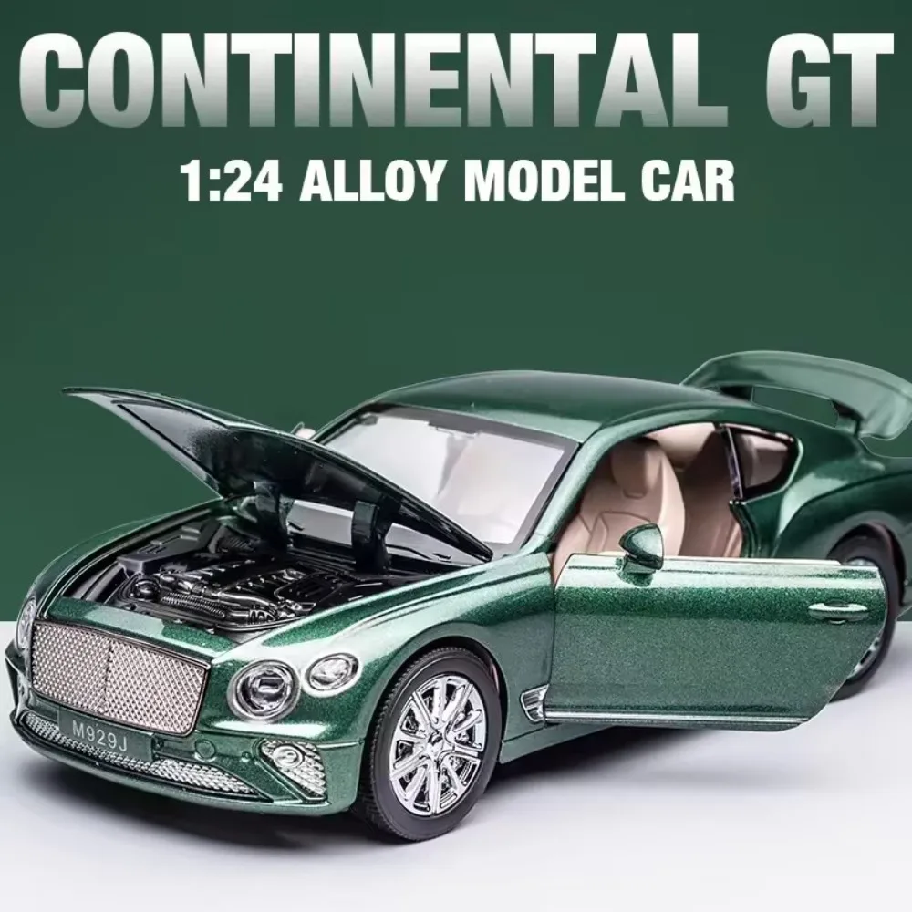 

Коллекция 1/24 года, модель автомобиля Continental GT, игрушки, литые спортивные автомобили из сплава со звуком светильник, 4 двери, открывающиеся игрушки для детей, подарок на день рождения